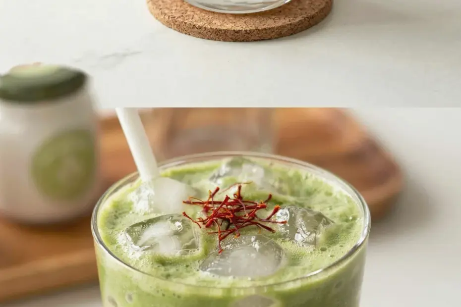 Matcha Mango Lassi Smoothie with Probiotic Yogurt for Gut Health