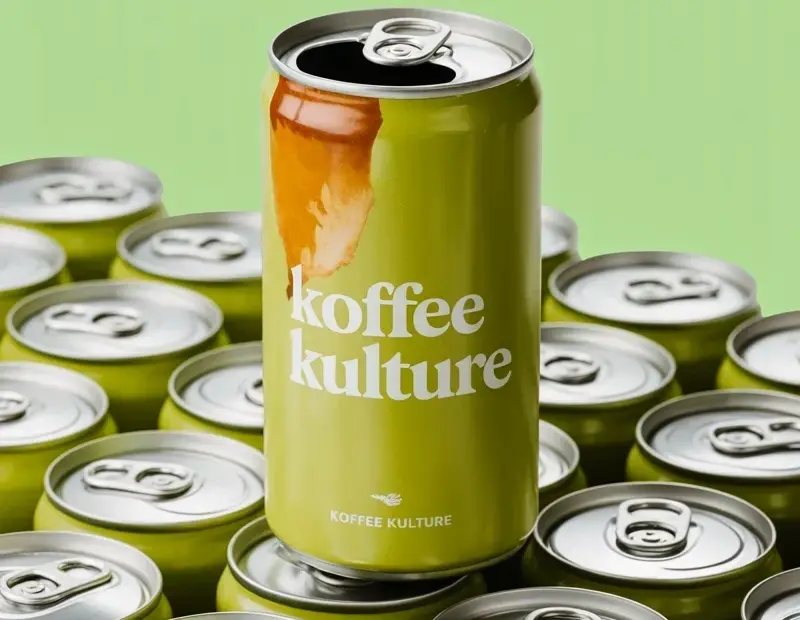 Koffee Kulture Canned Kombucha Packaging - Opened Can Product Photoshoot