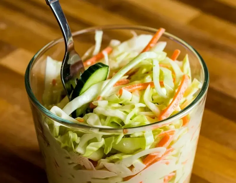 Creamy Coleslaw with Cabbage, Carrot & Cucumber - Quick Side Dish