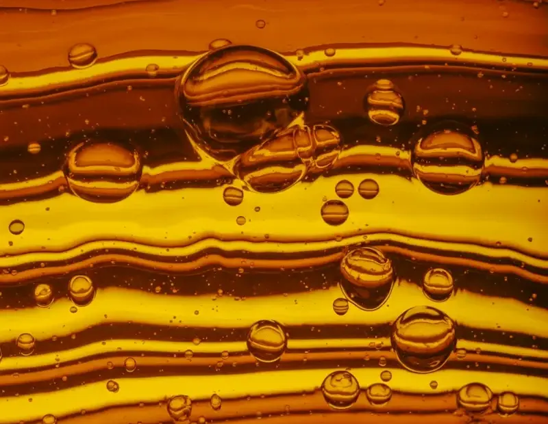 Amber Liquid Macro Photography | Cozy Fall Color Palette in Golden Oil Droplets