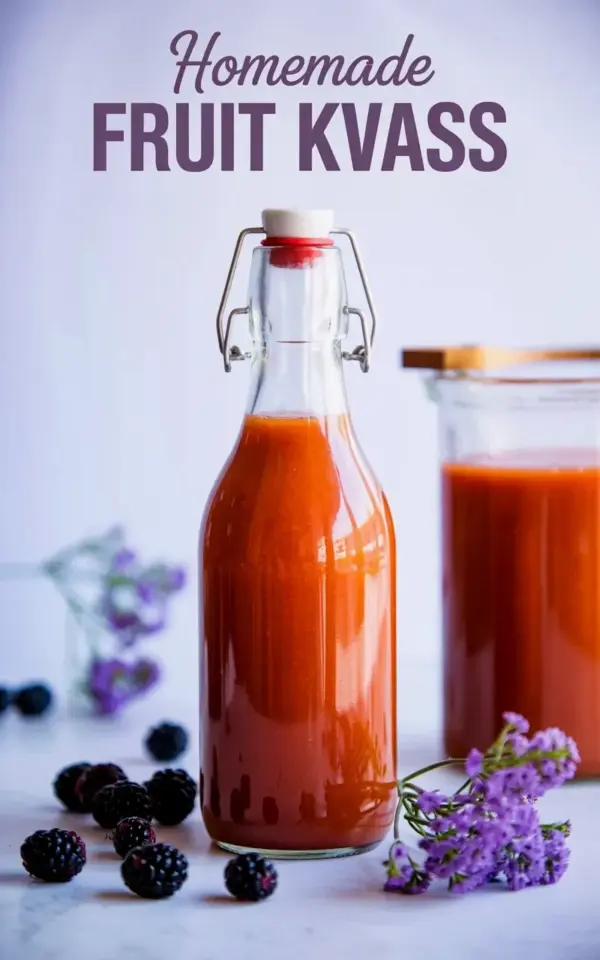 Homemade Fruit Kvass | Cozy Fermented Berry Drink in a Swing-Top Bottle